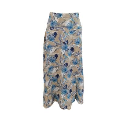 China 100% Women Breathable Floral Print Polyester Fashion Autumn Spring Casual Long Skirt for sale