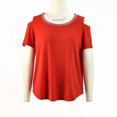 China New product breathable anti-pilling canvas summer chill out red o-neck casual blouses for women for sale