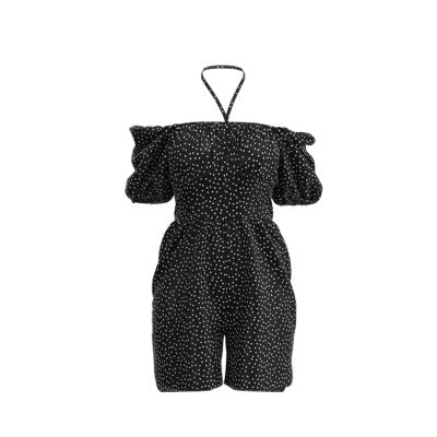 China 2021 Breathable New Summer Fashion Shorts Sleeve With Neck And Shoulderjumpsuit Summer Women Black for sale