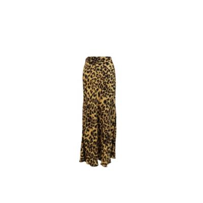 China Breathable Modern Style Leopard Printed Women Wearing 100% Polyester Clothing Long Maxi Skirts for sale