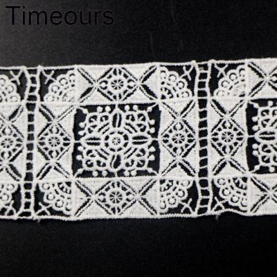 China Fashion Wholesale Beaded Fringe Trim 5cm Width Beaded Lace Embroidery Garment Water Soluble Hollow Out Fringe for sale