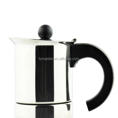 China Modern Classic Small Stocked Stainless Steel Moka Pot Espresso Coffee Maker New Design Mocha Pot for sale