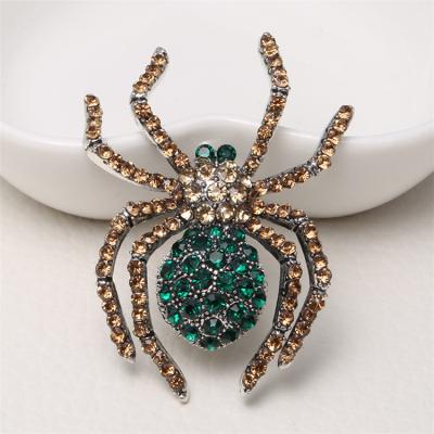 China ALLOY Fashion Retro Halloween Spider Rhinestone Brooch Pin Alloy Clothes Accessories Brooch for sale