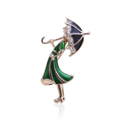 China Fashion Cartoon Enamel Alloy Brooch Diamond Brooch Women Pin Umbrella for sale