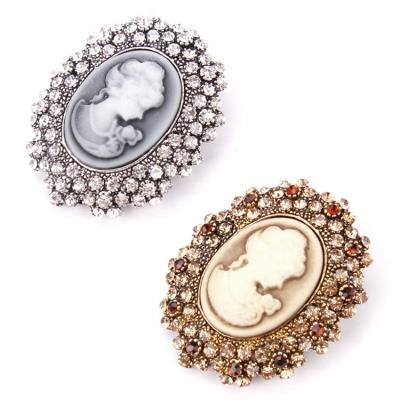 China New Beauty Alloy Head Metal Fashion Female Clothing Pin Accessories Alloy Brooches for sale