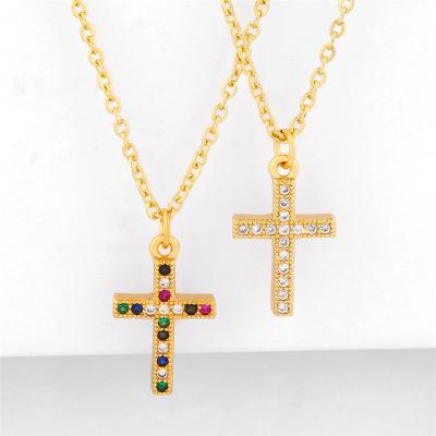 China Hot Selling Classic Retro Zircon Design CLASSIC Cross Pendant Necklace For Women for sale