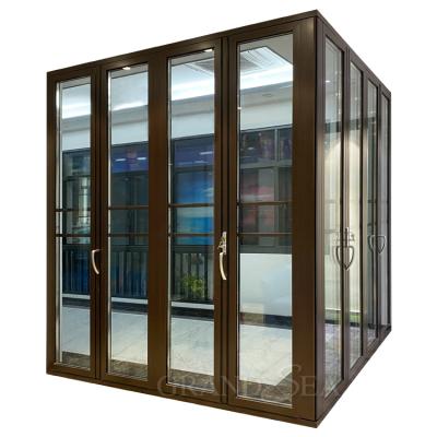 China Modern Modern Style Frameless Accordion Terrace Sliding Exterior Aluminum Doors Accordion Door for sale