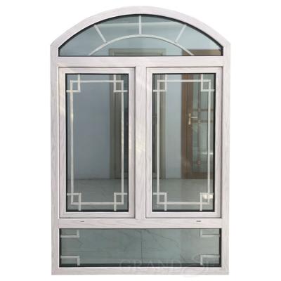 China Magnetic Screen Arch Casement Window French Opening 180 Degree Aluminum Casement Aluminum Arched Windows for sale