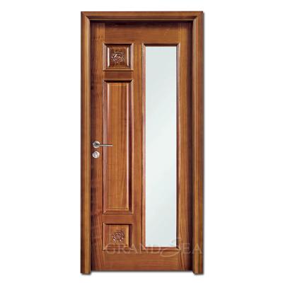 China Premium Sound Insulation Door Front Wood Door With Glass Residential Solid Wood Design for sale