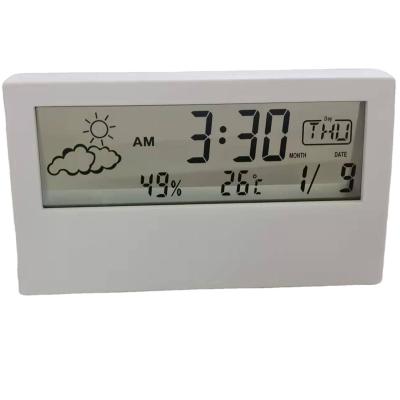 China Minimalist Japanese Style Transparent Electronic Alarm Clock Calendar Temperature Humidity Time LED Display for sale