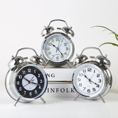 China Calendars Plated Classic Metal Desk Clock Style Alarm Clock Factory Wholesale for sale