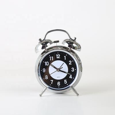 China Antique Style Bedroom Decoration 4 Inch Plating Round Double Bell Alarm Clock Table Clock for sale