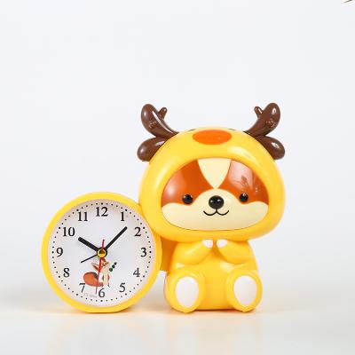 China Antique Yellow Cute Calf Cartoon Style Kids Gift Small Table Clock for sale