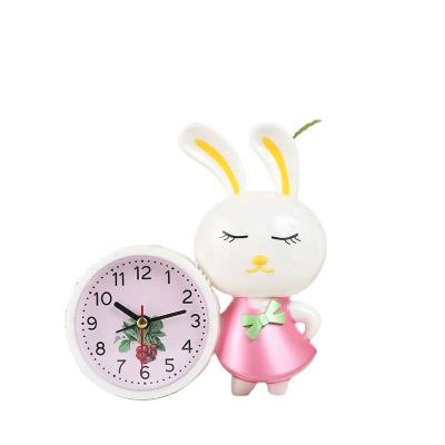 China Rabbit antique cartoon style mute alarm clock with pen holder table clock made in china for sale