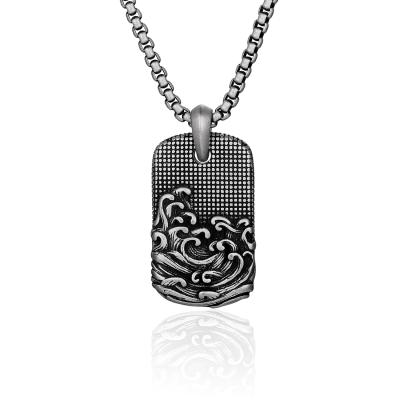 China Vintage Vintage Jewelry 316 Stainless Steel Necklace Men's Stylish Pendant Antique Oxidized Silver Color, OEM/ODM for sale