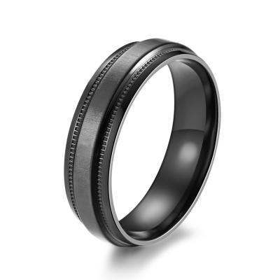 China FASHIONABLE factory design wholesale stylish men's titanium wedding band rings, black color, custom logo, OEM/ODM for sale