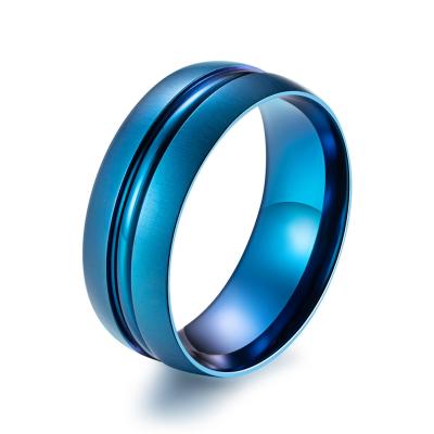 China FASHIONABLE Design Ring For Men Wedding Bands Pure Titanium, Blue Color, Custom Logo, Fashion OEM/ODM for sale