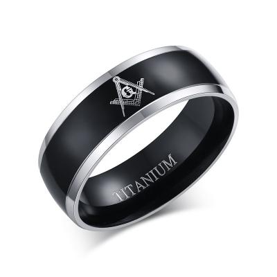 China Mason Jewelry Design Unique Black FASHIONABLE Ring Mens Masonic Master Ring titanium, custom logo, OEM/ODM for sale