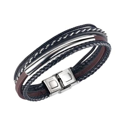 China Fashion 316 Stainless Steel Wholesale Leather Cuff Bangle Men's Jewelry 2021, Custom Logo, OEM/ODM for sale