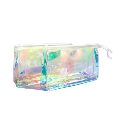 China Custom Makeup Travel Clear Fashoion Laser Shopping Tpu Waterproof Zipper Handbags for sale