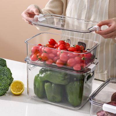 China Large Capacity Freshness Preservation Thickened Transparent Crisper Plastic Organizer Fridge Food Storage Boxes for sale