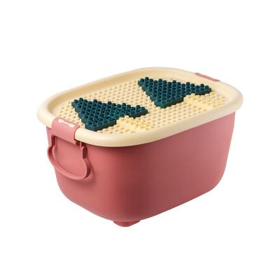 China New Style Sustainable Cute Lid Children Building Blocks Toy Clothing Storage Boxes For Kids Plastic Container Food for sale