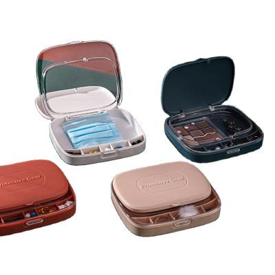 China Viable Portable Organizer Mini Travel Size Compartment Mask Storage Organizer Pill Box Case for sale