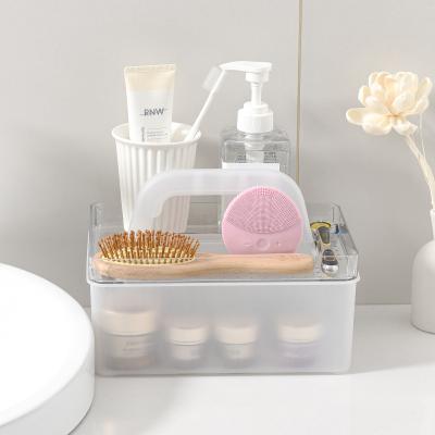 China Sustainable Multifunctional Desktop Portable Bath Storage Boxes Plastic Transparent Container for sale