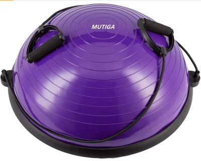 China Yoga Pilates Exercises  balance training MUTIGA 46cm Gymnastic Stability Yoga Ball  Foot Pump Improve Workout Half Balance Ball for sale