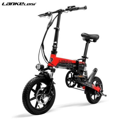 China LANKELEISI G100 14 Inch Aluminum Alloy Mini Electric Bike 36v 8.7ah 400w Lithium Battery City Bike Folding Electric Bike for sale