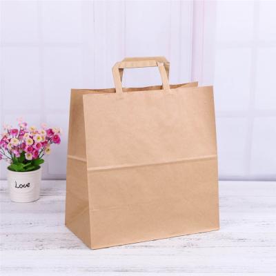 China Recycled Materials Recycled Recyclable Brown Rope Handle Bags Square Bottom Kraft Paper Bag Food Paper Bag for sale