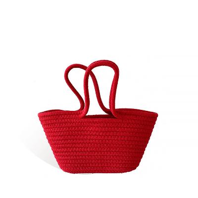 China 2021 Simple Fashionable High Quality Cotton Rope Twine Handbag Woven Bag For Women for sale