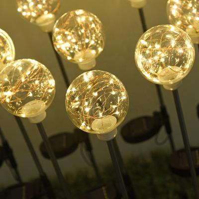 China Holiday Decoration Lamp Outdoor Solar Garden Yard Decoration Inserted Copper Wire Round Ball Lamp Ground Light Lawn Lamp for sale