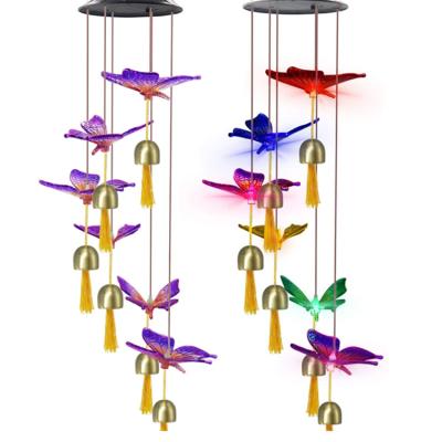 China New Outdoor Garden Solar Wind Bell Border Light with Bells, Bells, Birds, Butterflies, EVA Balls, Rotating Chandeliers, Colorful for sale