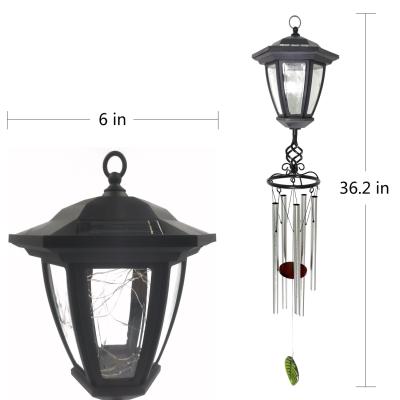 China New Solar Wind Chime Metal Pipe Music Wind Chime Lamp Solar Collector Decorative Lamp Outdoor Garden Aluminum Border Pendant for sale