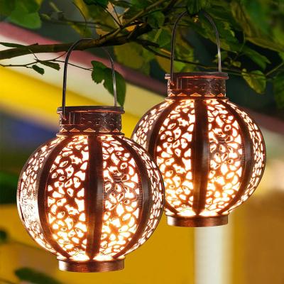 China Garden Hanging Retro Solar Lantern Solar Light with Handle Outdoor Solar Garden Light Decoration Suitable for Garden Tree Fence for sale