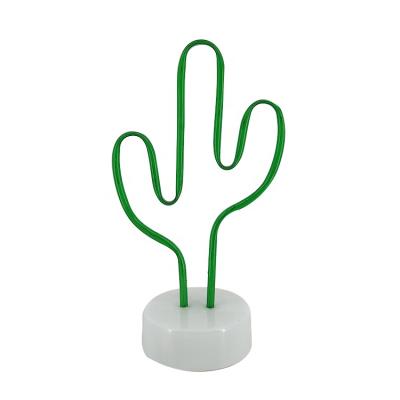 China Hot Selling New Green and White Modern Indoor Lighting Fixture Style Cactus Battery Cable Lights Lamp Home Decoration for sale