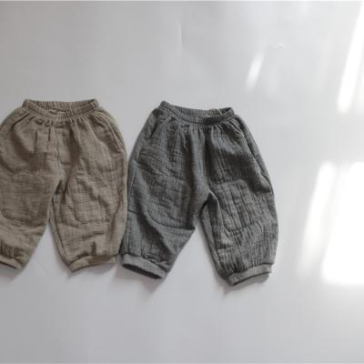 China Color Fade Proof Spring Style Children's Cotton Canvas Pants Foot Korean Cotton Beam Wind Board Bloomers Knee Patch Canvas Cotton for sale