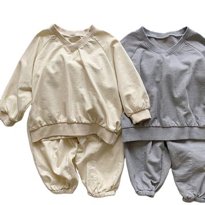 China Terry Solid Color Autumn Smart Casual Boy Girl Clothes Wholesale Casual Tracksuit Jogger Set Children Clothing Kids Clothing Sports for sale