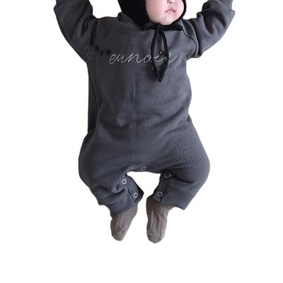 China Casual Winter Clothes Overalls Long-Rise Hoodies Knitted Long Sleeve Letter Printing Simple Casual Full Fleece Boy And Girls Baby for sale