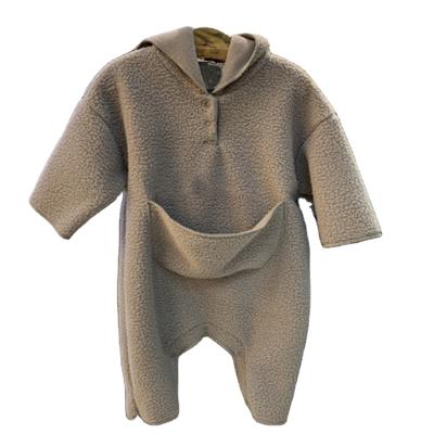 China New Winter Casual Children's Baby Clothing Baby Plus Velvet Pockets Comfortable Casual Long Sleeve Large Baby Hooded Overalls Custom Made for sale