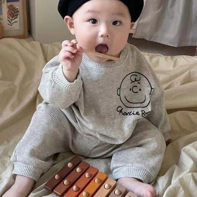 China Autumn New Graffiti Cartoon Head Baby Infants Clothes Smart Casual Kids Sweater Pants Suits Two Piece Set for sale