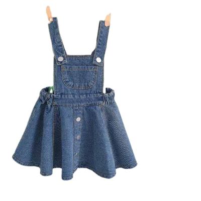 China Anti-wrinkle wholesale children's clothing autumn boutique denim skirt baby solid color skirt suspender skirt for sale