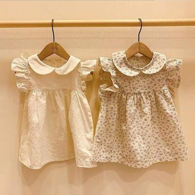 China Anti-wrinkle Children's Clothing Girls' Baby - Doll Collar Lace Dress Flying Sleeve Western Style Infant Vest Dress for sale