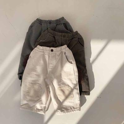 China Fade Proof Boys and Girls Winter Clothes Solid Color Thickened Casual Pants Children's Fleece Breeches Trousers for sale