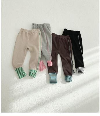 China Fade Proof Baby Color Contrast Patchwork Gaiters Spring and Autumn Children Wear Waffle Pants for sale