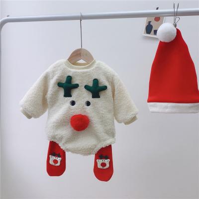 China Christmas Baby Clothing Large Christmas Ball Casual Infant Double-Layer Romper Fleece Lined Thickened Overalls for sale