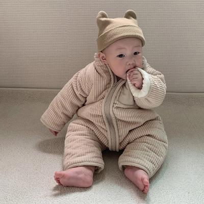 China Casual Baby Winter Clothes Infant Small Stand Collar Fleece Lined Thickened Quilted Rompers Cotton Romper Baby Cotton-padded Jacket for sale