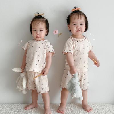 China Smart Casual Summer Korean Short Sleeve New Shorts Suit Girls Fashion Small Fresh Set Baby Home Wholesale for sale