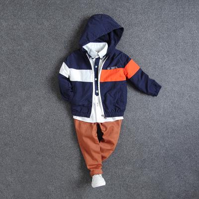 China Anti-wrinkle Autumn New Children's Clothing Color Matching Coat Boys' Coat Baby Anorak Striped Children's Clothing for sale